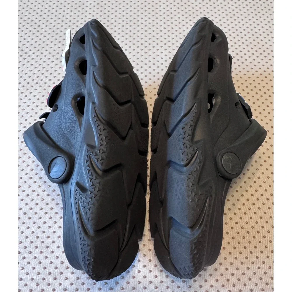 Kids Black Clog Sandals with Pikachu and Car Charms Size 13 Slip On Shoes